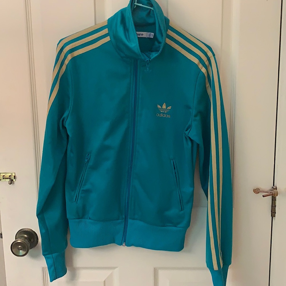 Adidas Classics Teal and Gold Stripe Track Jacket